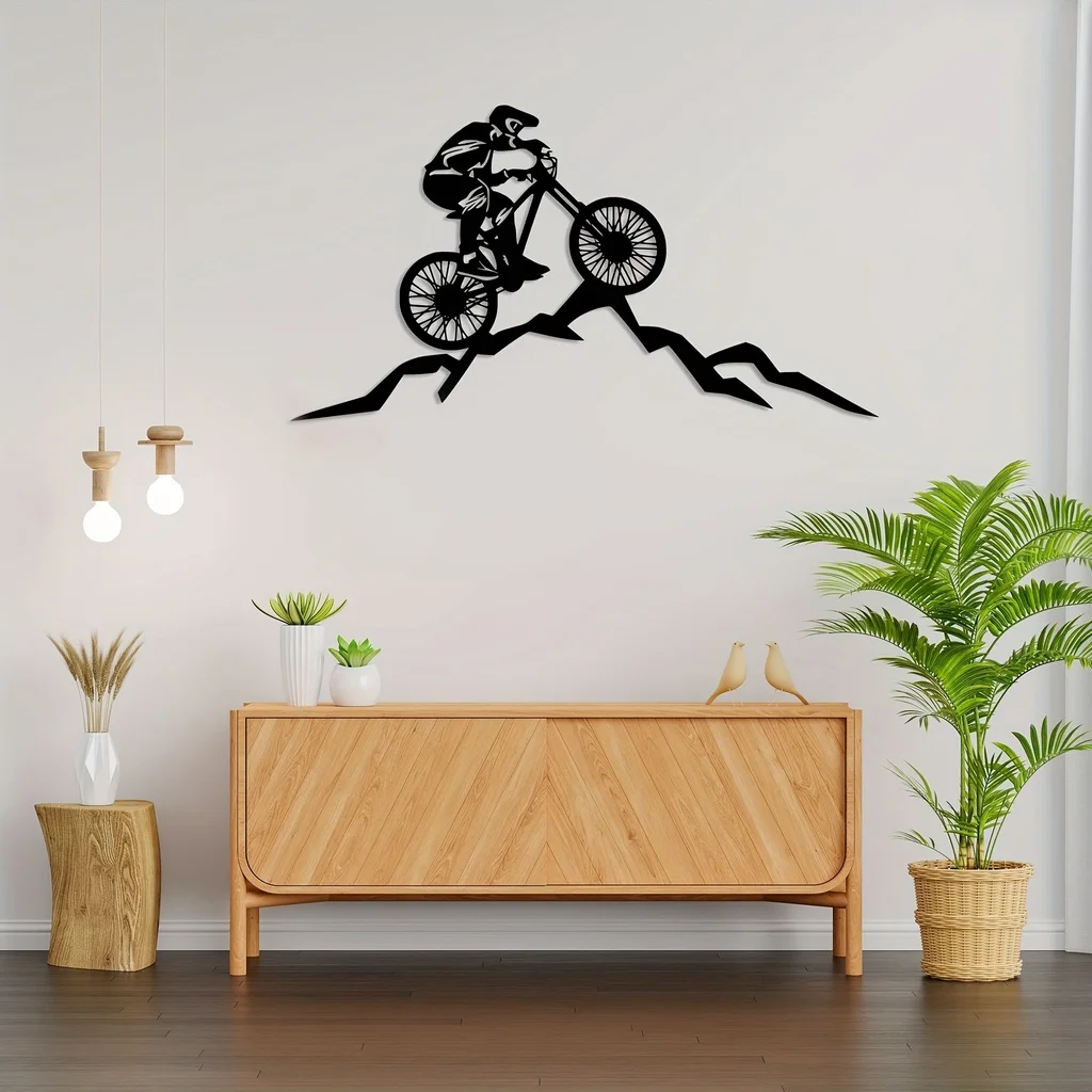 Interior Design Modern - HelloYoung Mountain Biker Metal Wall Art,