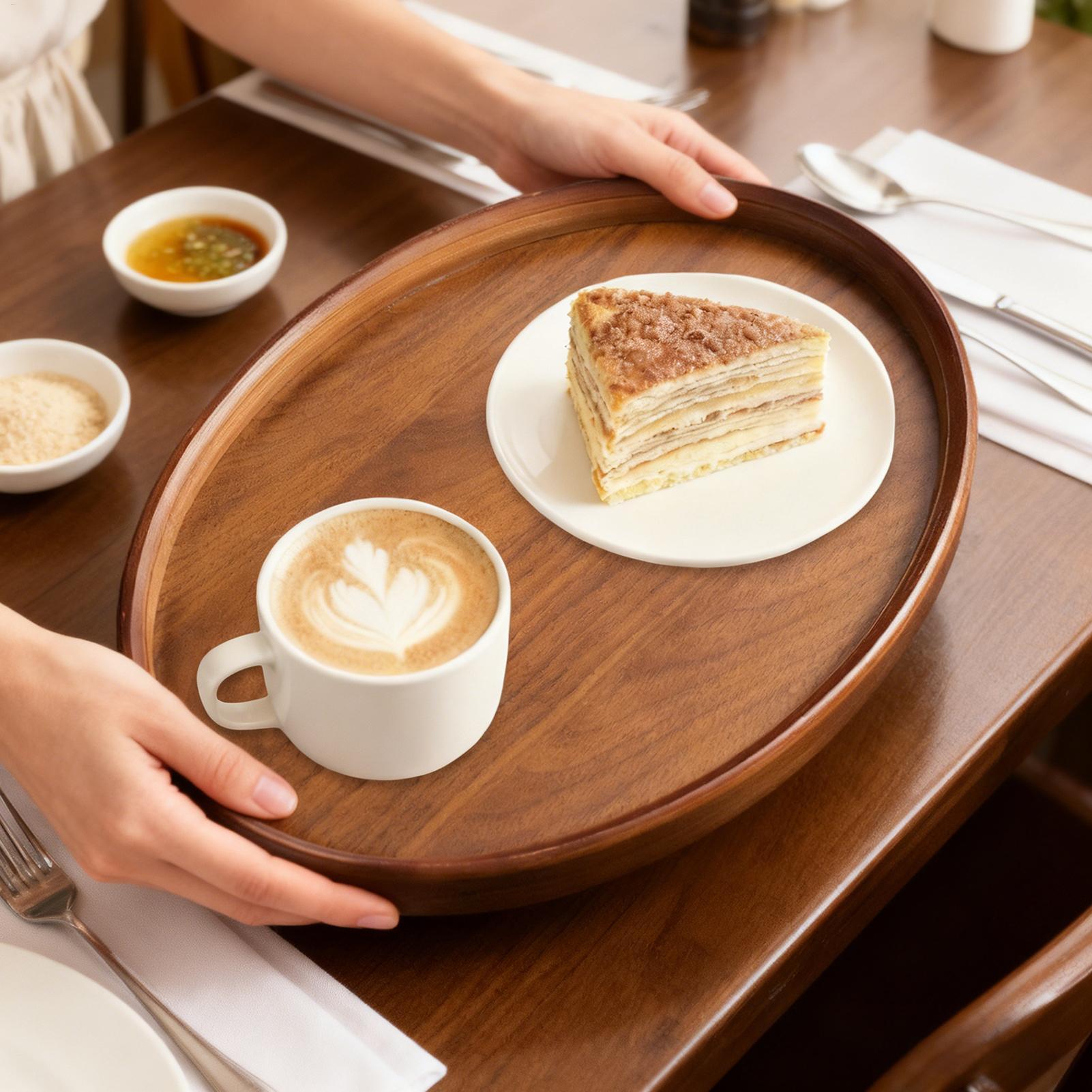 Travertine Tray Oval - Wooden Serving Tray Oval Rustic Display