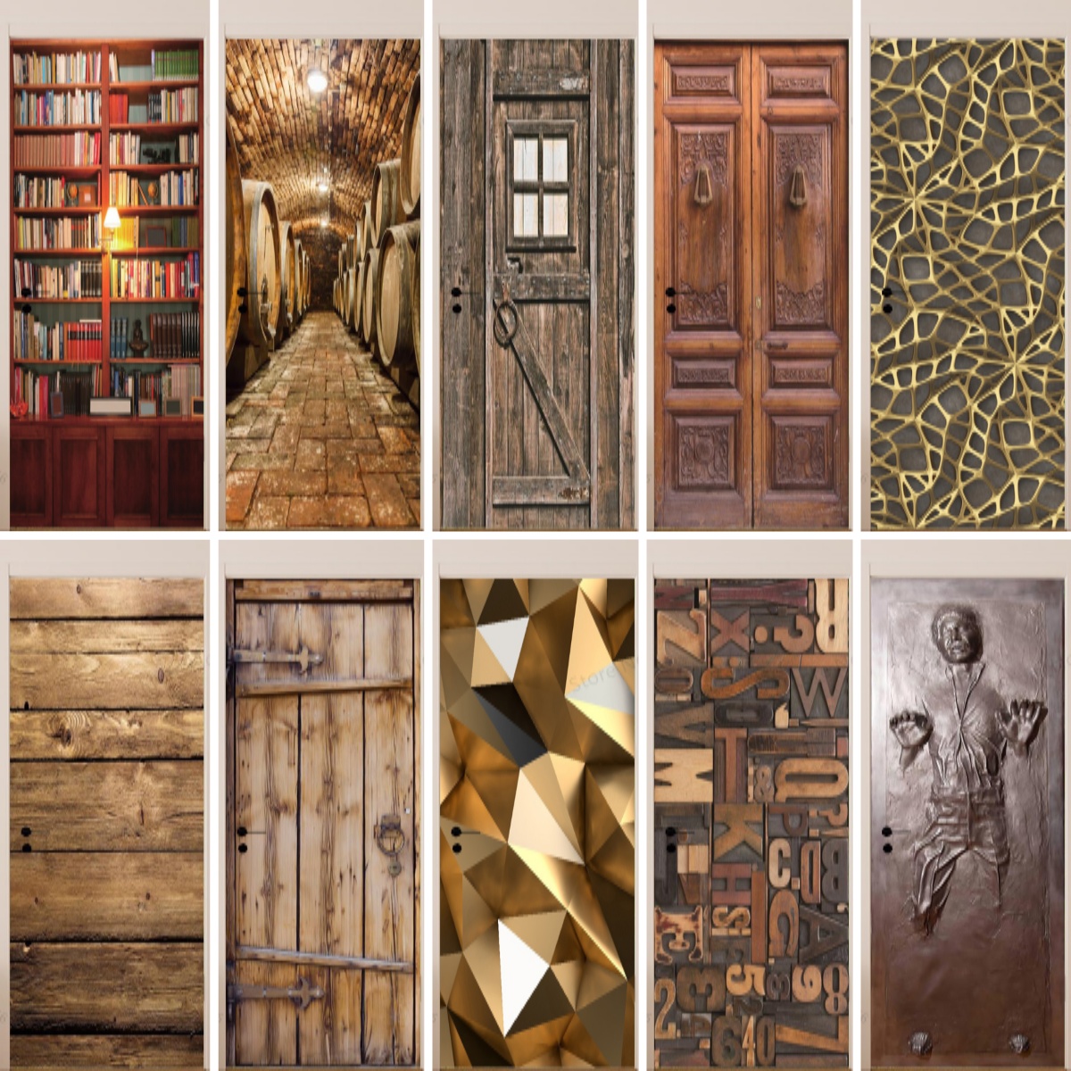 Interior Design Product - Imitation Wood Door Sticker Retro Matte