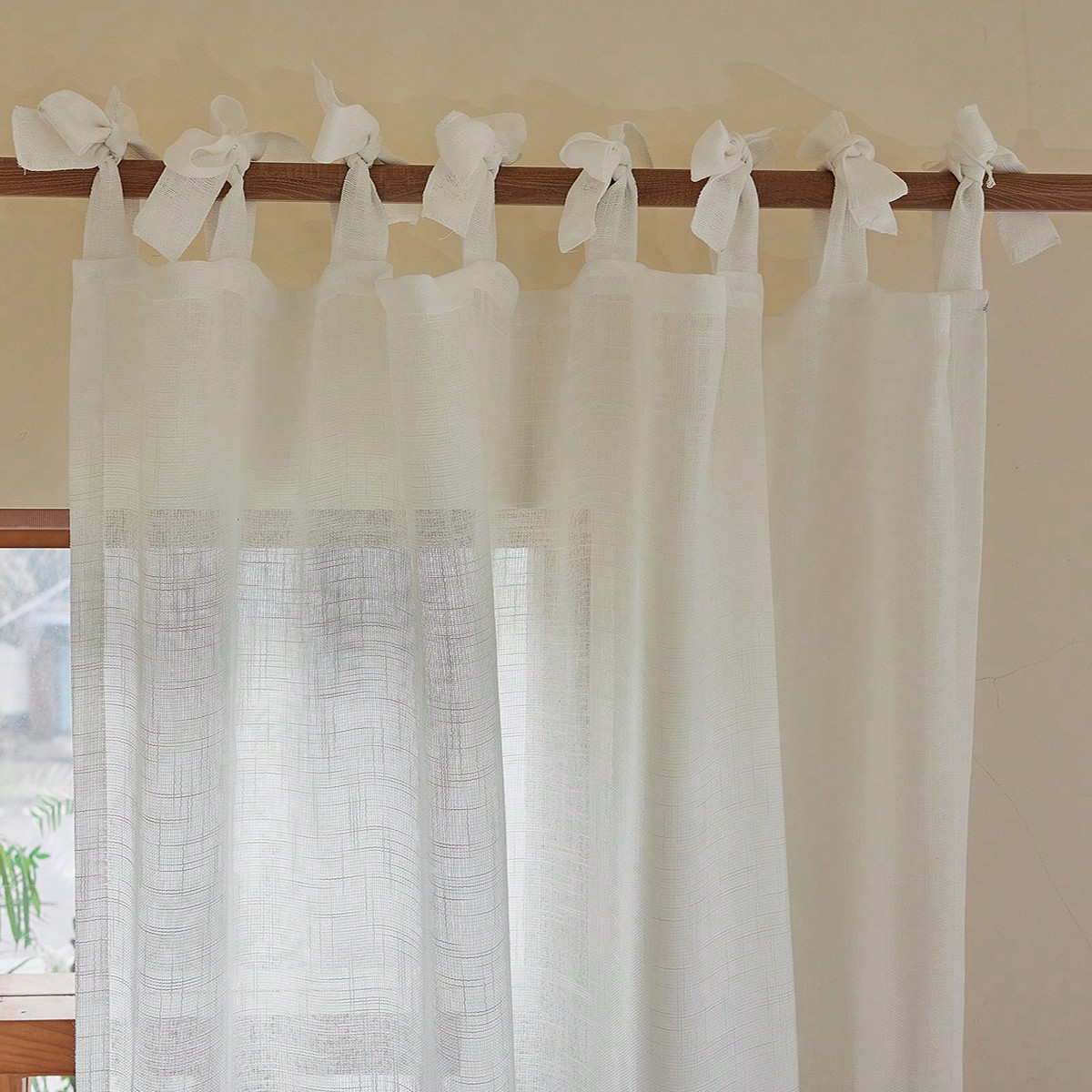 Linen Curtain Eyelet - American pastoral style natural translucent suspender