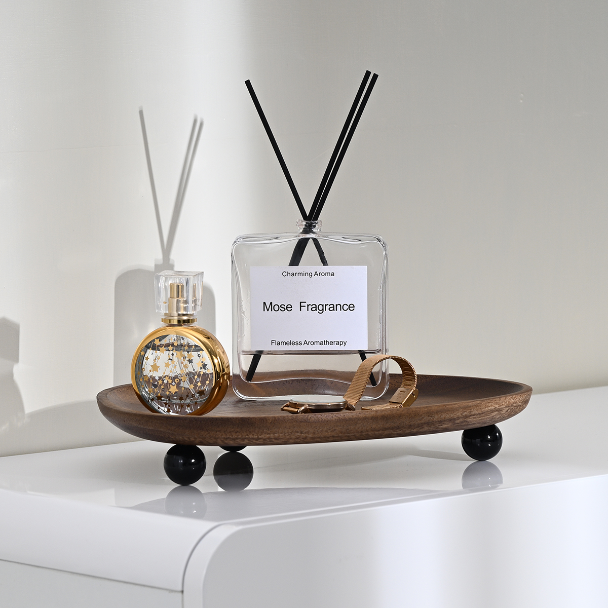Travertine Tray Oval - Wooden Oval Irregular Tray, Multifunctional Desktop