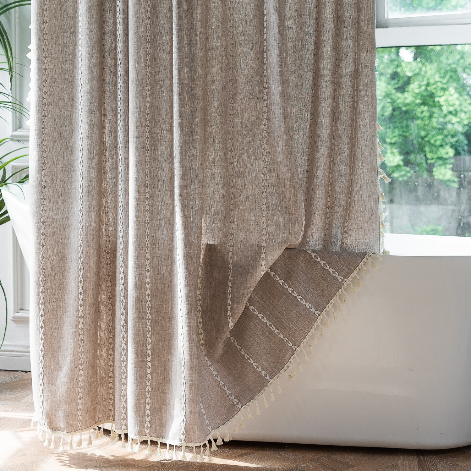 Boho Long Shower Curtain,Farmh - Linen Curtain Eyelet incelemesi ve fiyatı