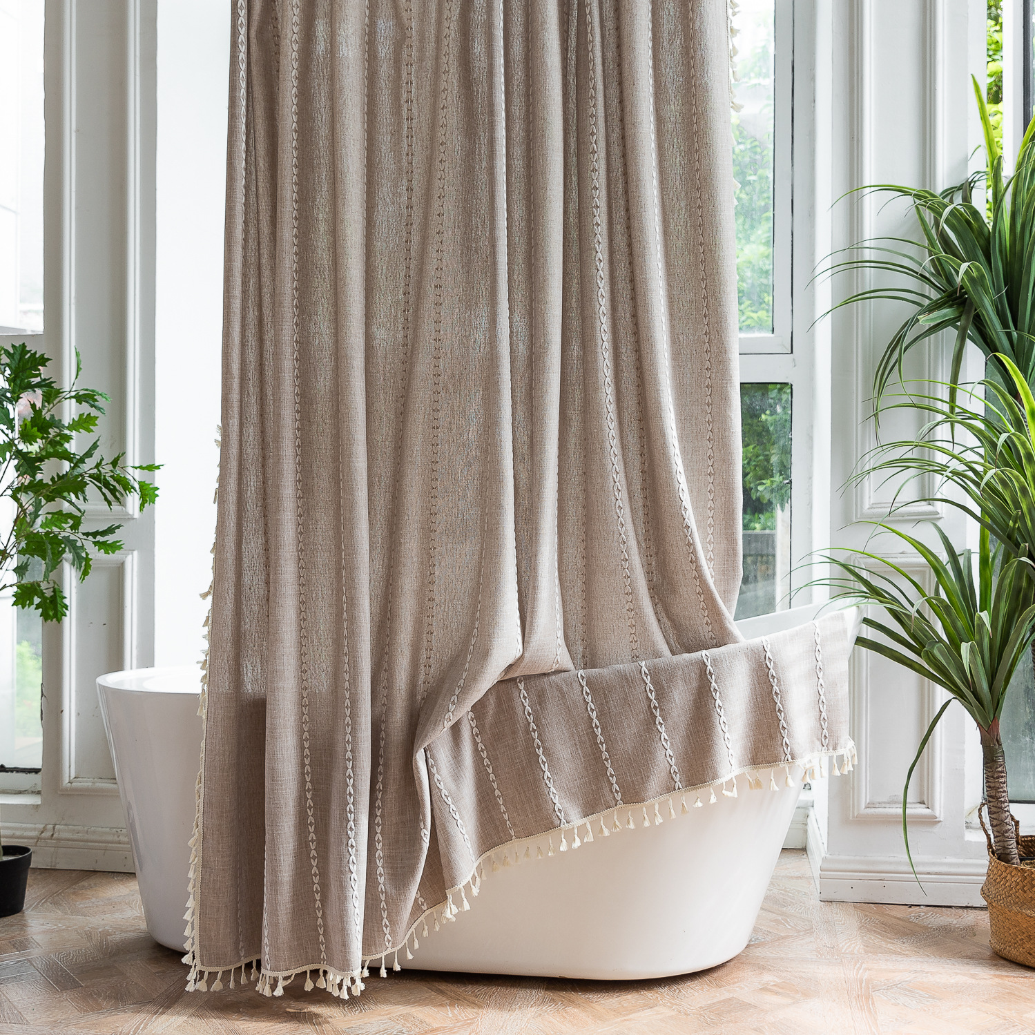 Boho Long Shower Curtain,Farmh - Linen Curtain Eyelet incelemesi ve fiyatı