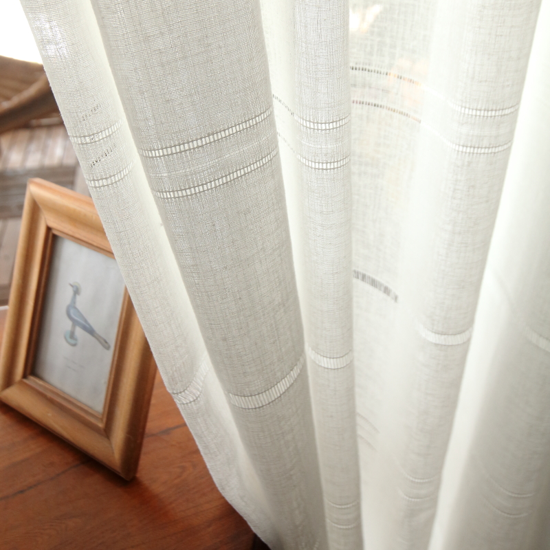 Modern white hollow striped cu - Linen Curtain Eyelet incelemesi ve fiyatı