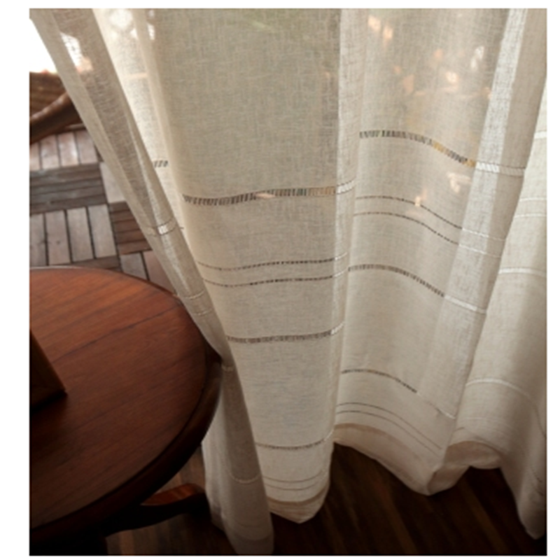 Modern white hollow striped cu - Linen Curtain Eyelet incelemesi ve fiyatı