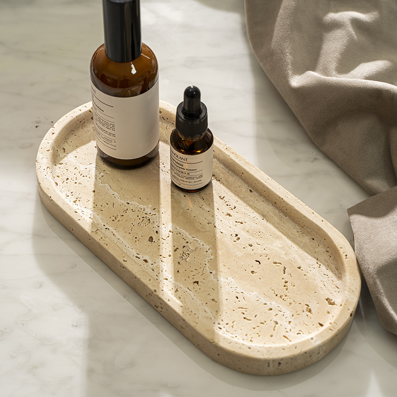 Travertine Stone Tray for Bath - Travertine Tray Oval incelemesi ve fiyatı