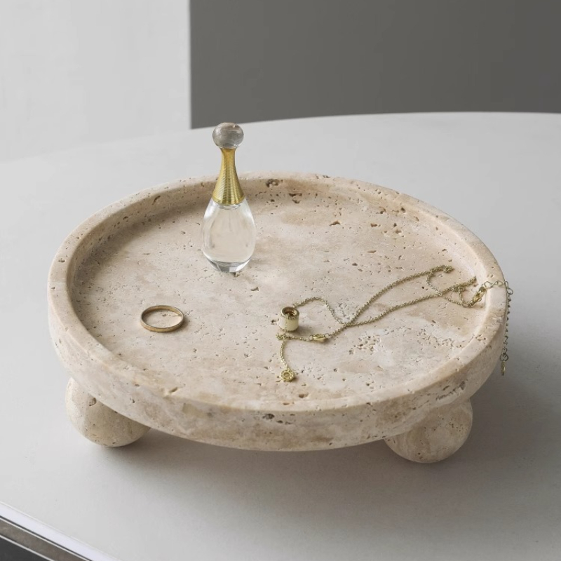 Retro Natural Marble Tray Deco - Travertine Tray Oval incelemesi ve fiyatı