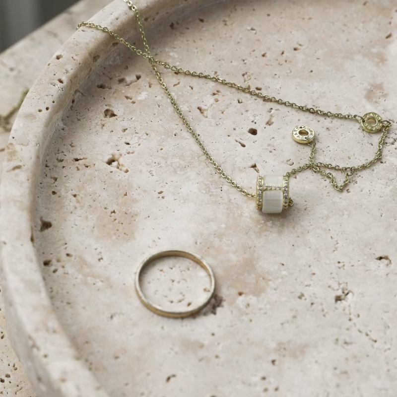 Retro Natural Marble Tray Deco - Travertine Tray Oval incelemesi ve fiyatı
