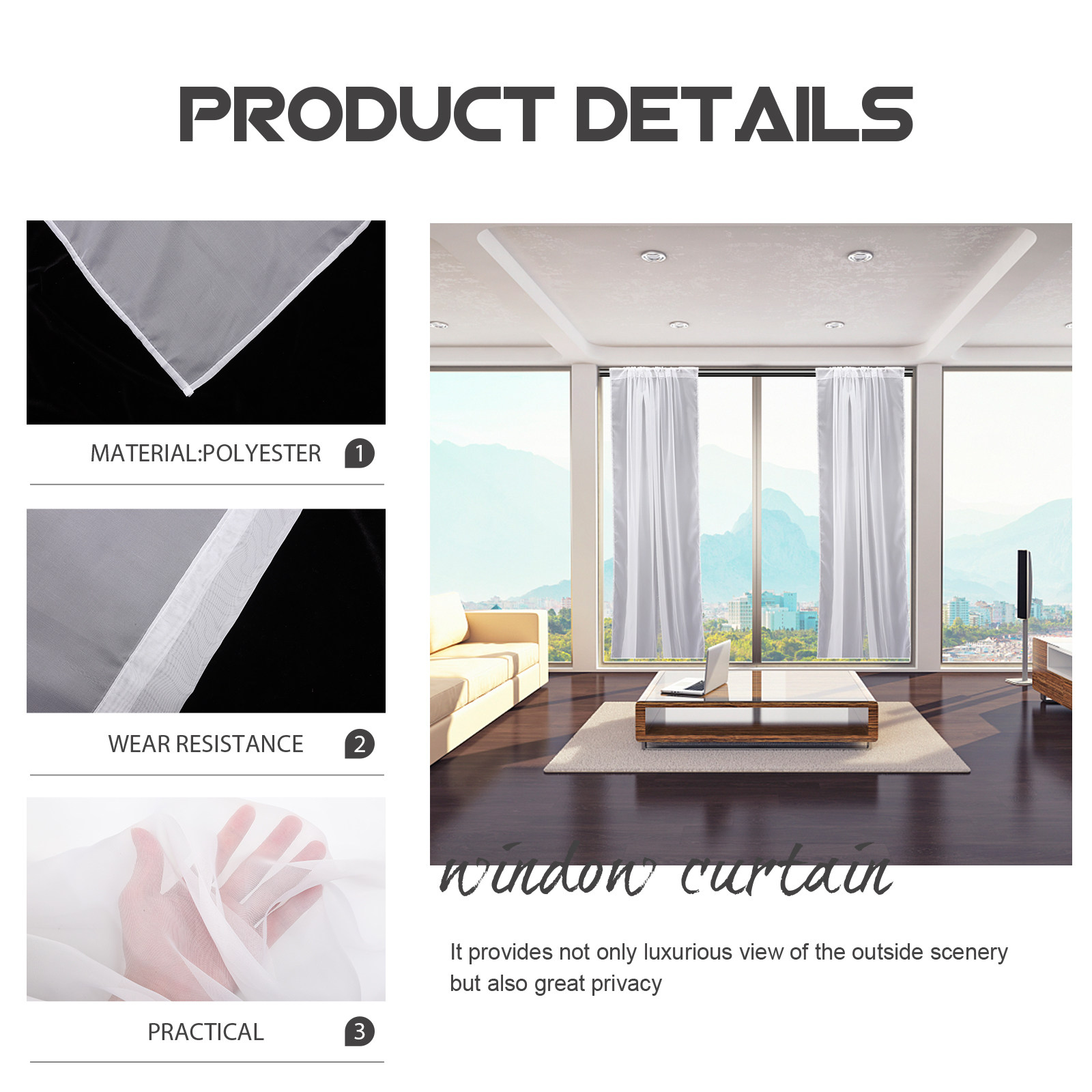 2Pcs Window Curtain Sheer Curt - Interior Design Modern incelemesi ve fiyatı