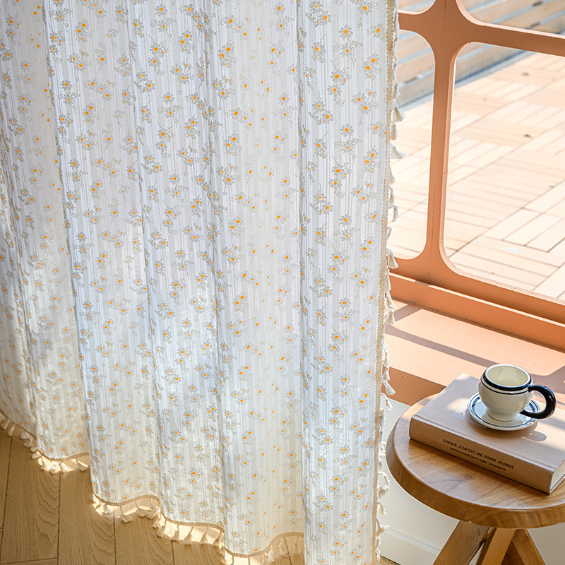 Floral Farmhouse Curtains Semi - Linen Curtain Eyelet incelemesi ve fiyatı