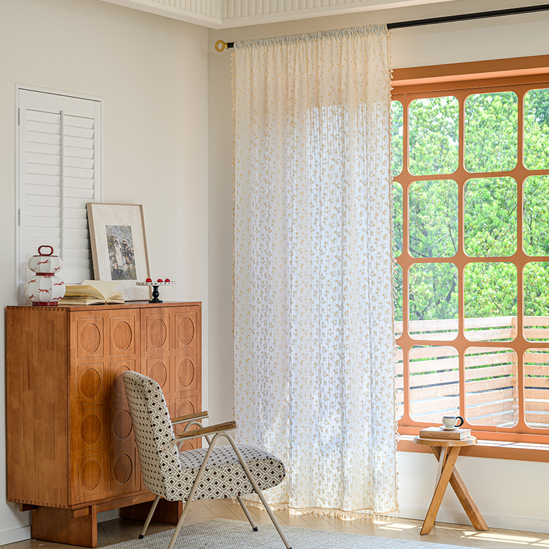 Floral Farmhouse Curtains Semi - Linen Curtain Eyelet incelemesi ve fiyatı