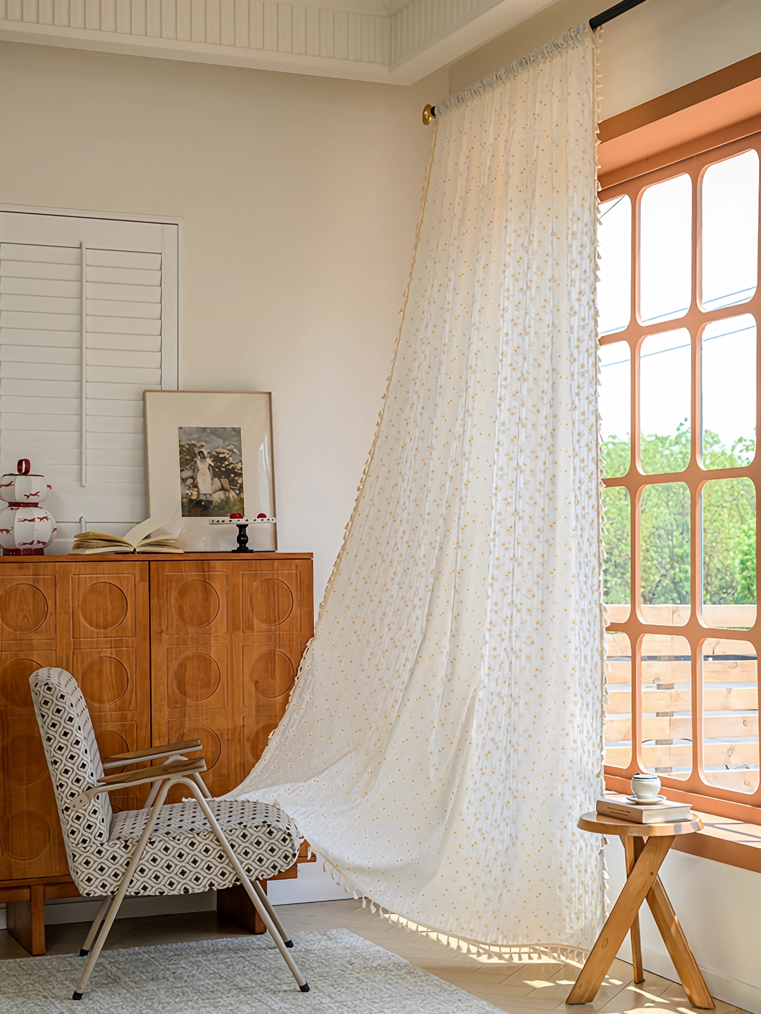 Floral Farmhouse Curtains Semi - Linen Curtain Eyelet incelemesi ve fiyatı
