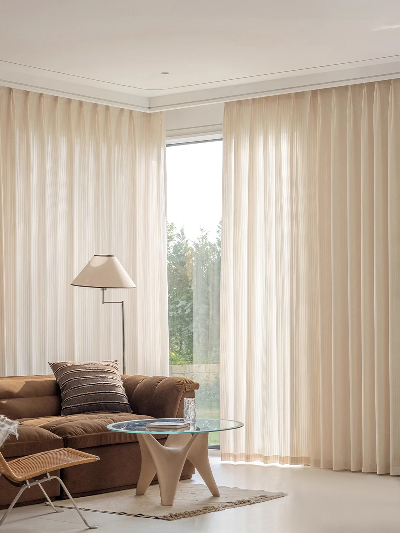 Milk Tea-colored Mirror Veil C - Linen Curtain Eyelet incelemesi ve fiyatı