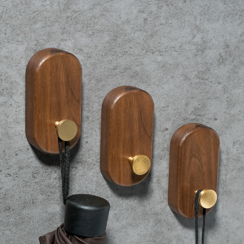 2/1pcs Walnut Wood Brass Hook  - Interior Design Product incelemesi ve fiyatı