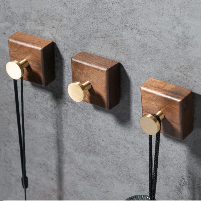 2/1pcs Walnut Wood Brass Hook  - Interior Design Product incelemesi ve fiyatı