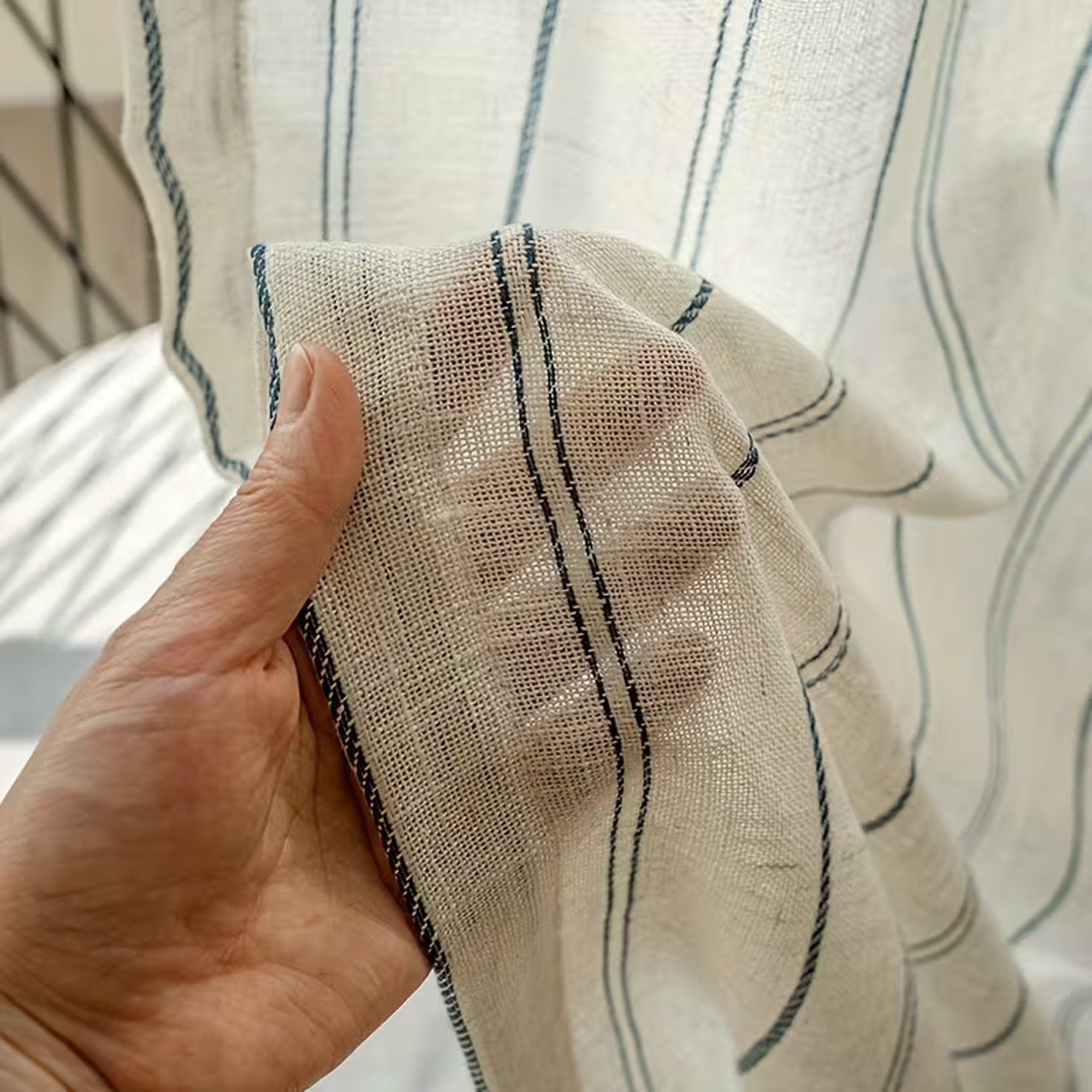 1pc Linen Texture Vertical Str - Linen Curtain Eyelet incelemesi ve fiyatı