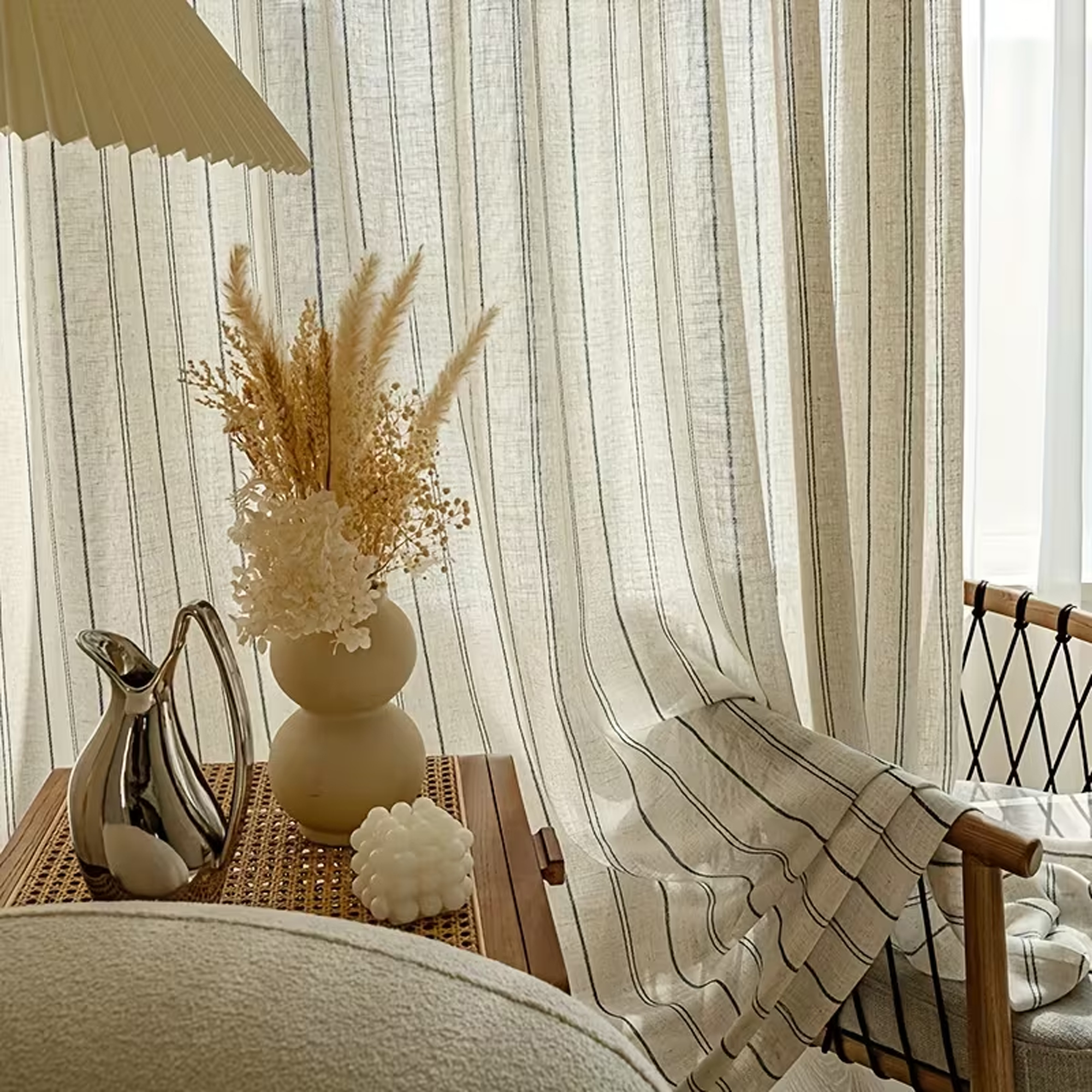 1pc Linen Texture Vertical Str - Linen Curtain Eyelet incelemesi ve fiyatı