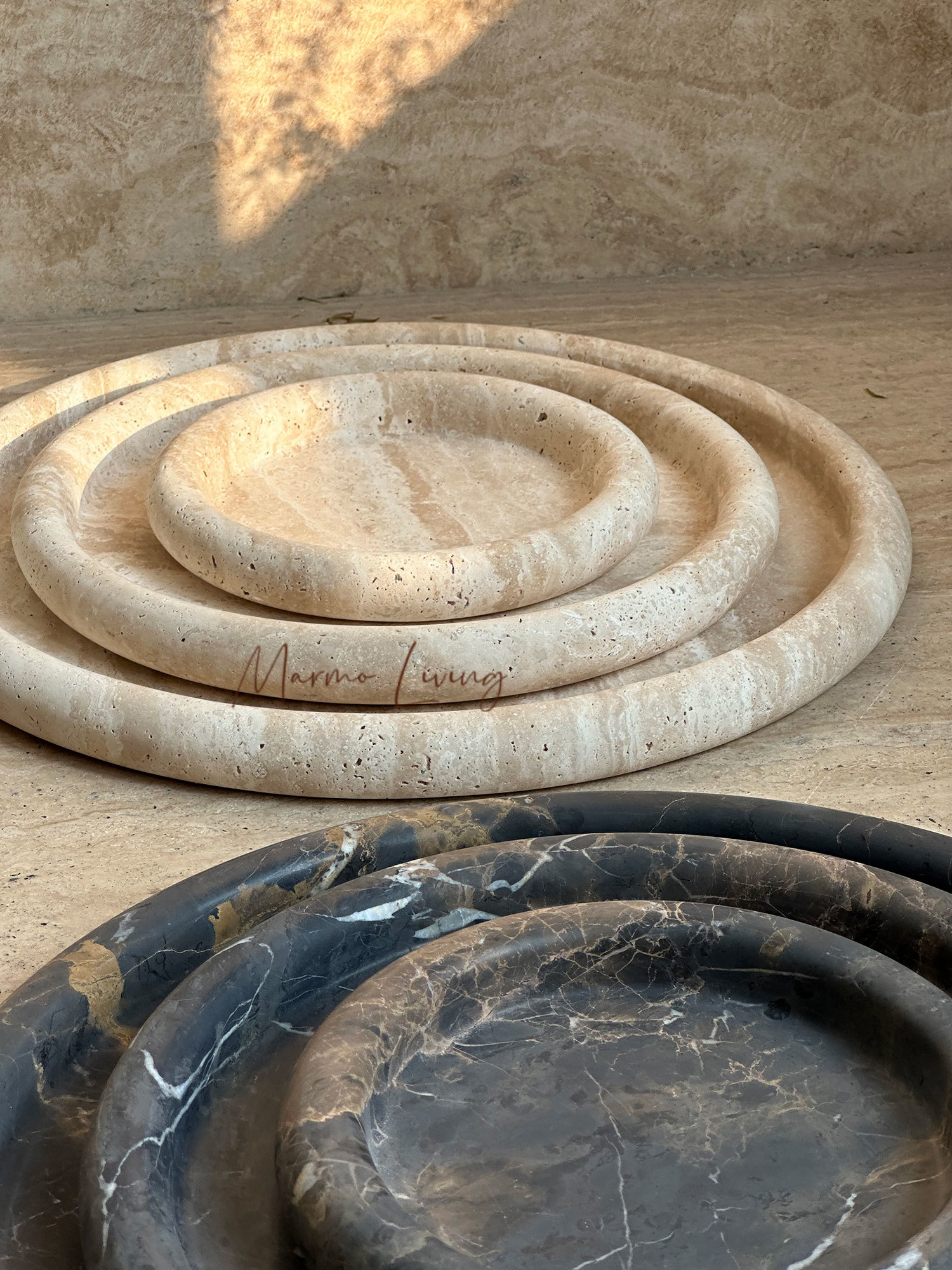 Wabi Sabi Natural Stone Tray D - Travertine Tray Oval incelemesi ve fiyatı