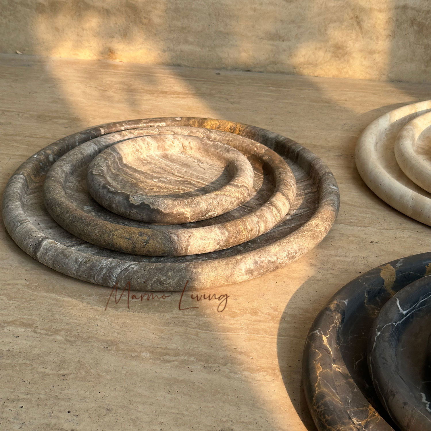 Wabi Sabi Natural Stone Tray D - Travertine Tray Oval incelemesi ve fiyatı
