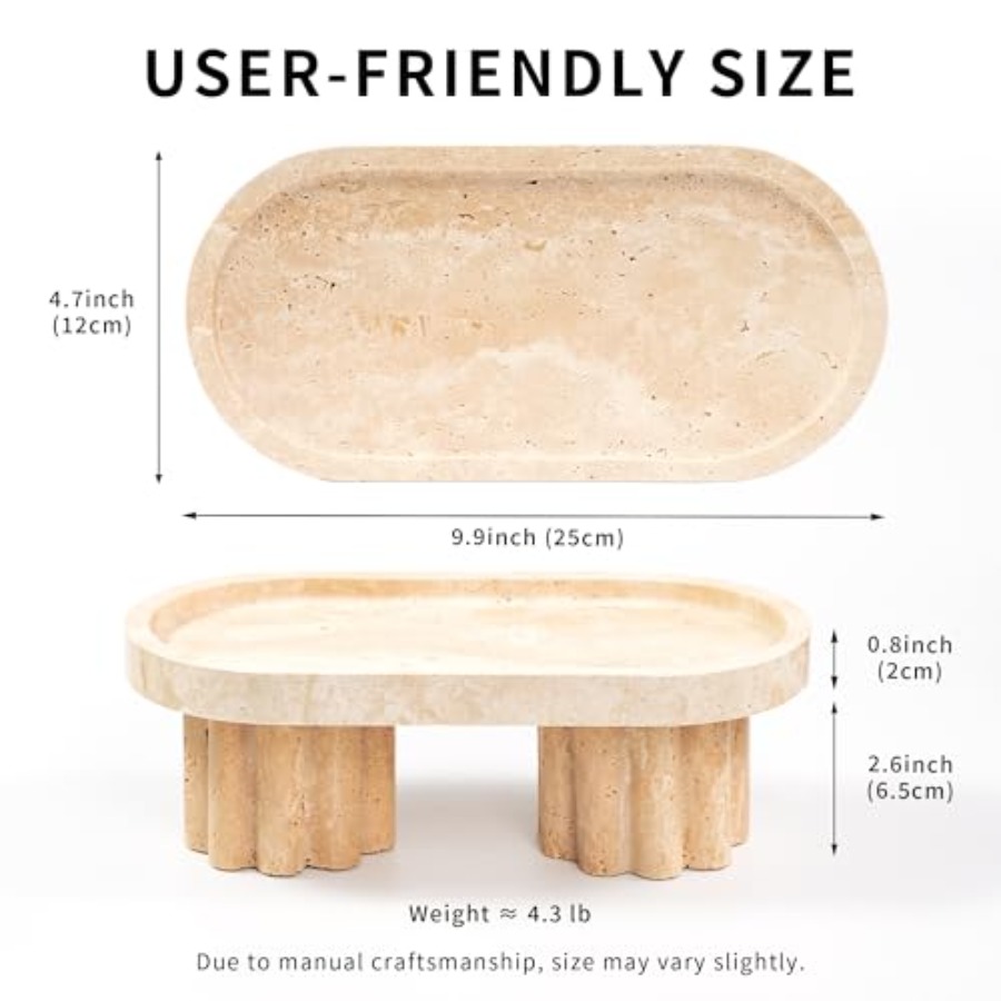 Travertine Marble Perfume Tray - Travertine Tray Oval incelemesi ve fiyatı