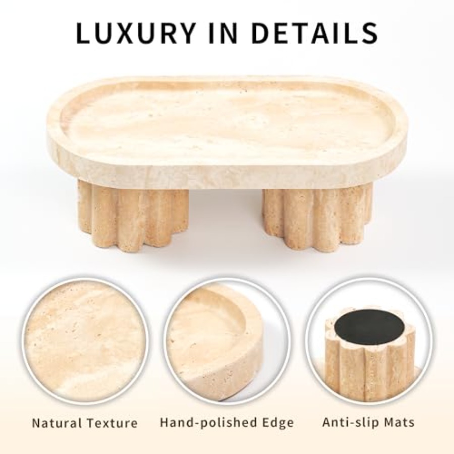Travertine Marble Perfume Tray - Travertine Tray Oval incelemesi ve fiyatı