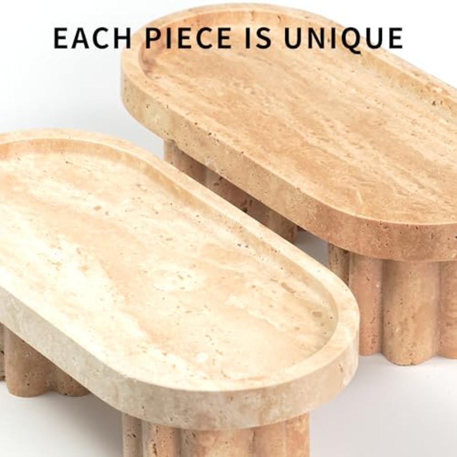 Travertine Marble Perfume Tray - Travertine Tray Oval incelemesi ve fiyatı