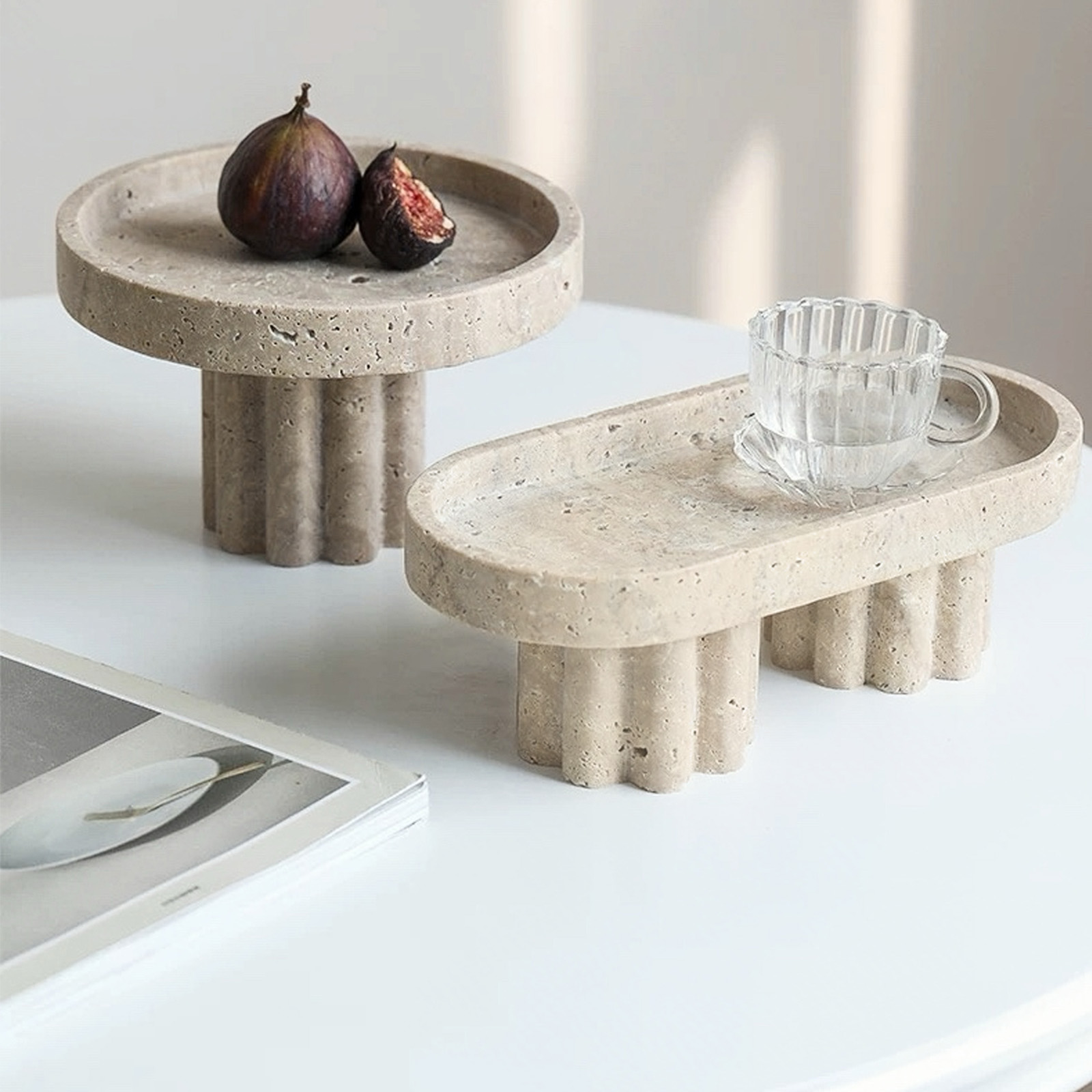 Natural travertine oval tray,  - Travertine Tray Oval incelemesi ve fiyatı