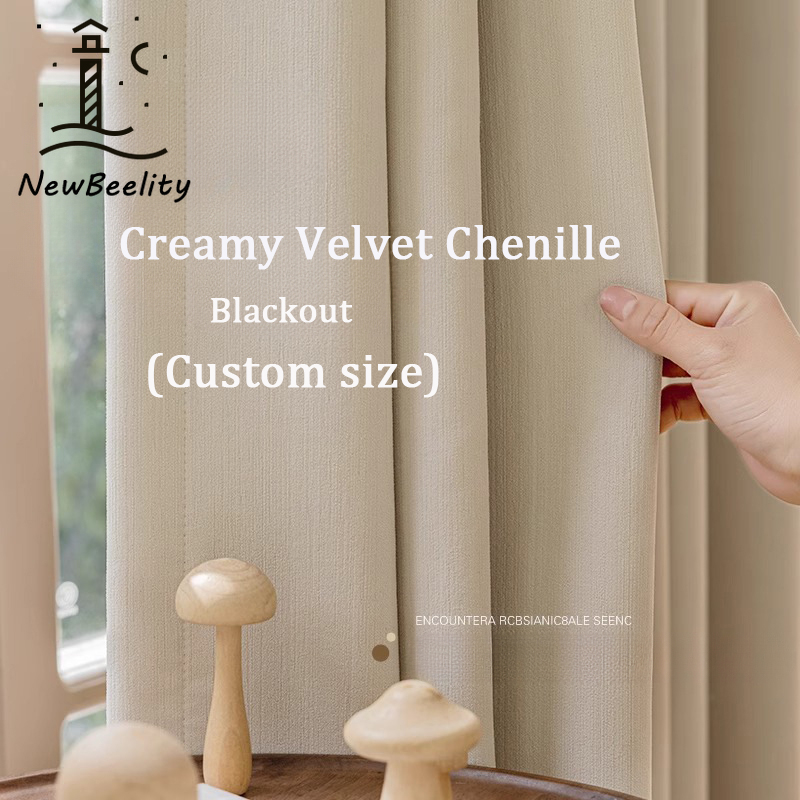 Cream Velvet Chenille Blackout - Linen Curtain Eyelet incelemesi ve fiyatı